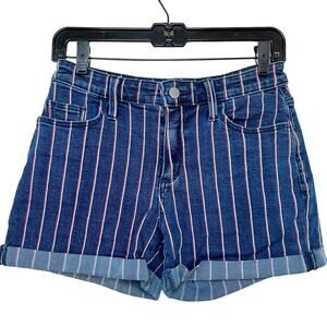 Universal Thread Denim Shorts Striped Cuffed Hem‎ Blue Red White Size 2/26